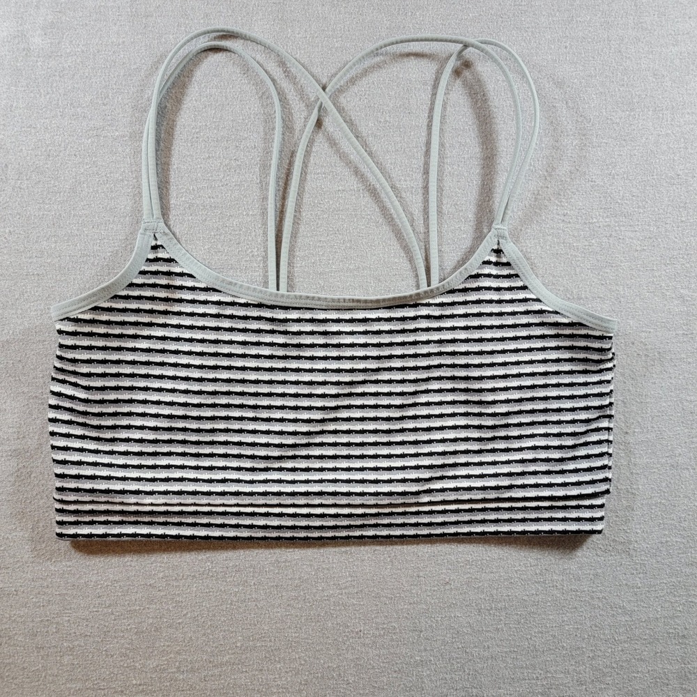 Colsie Bralette Women Large Black White Striped Excellent Cross Back Strappy